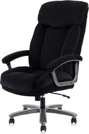 CLATINA Ergonomic Big and Tall Executive Office Chair with Upholstered Swivel 400lbs High Capacity Adjustable Height Thick Padding Headrest and Armrest for Home Office Black