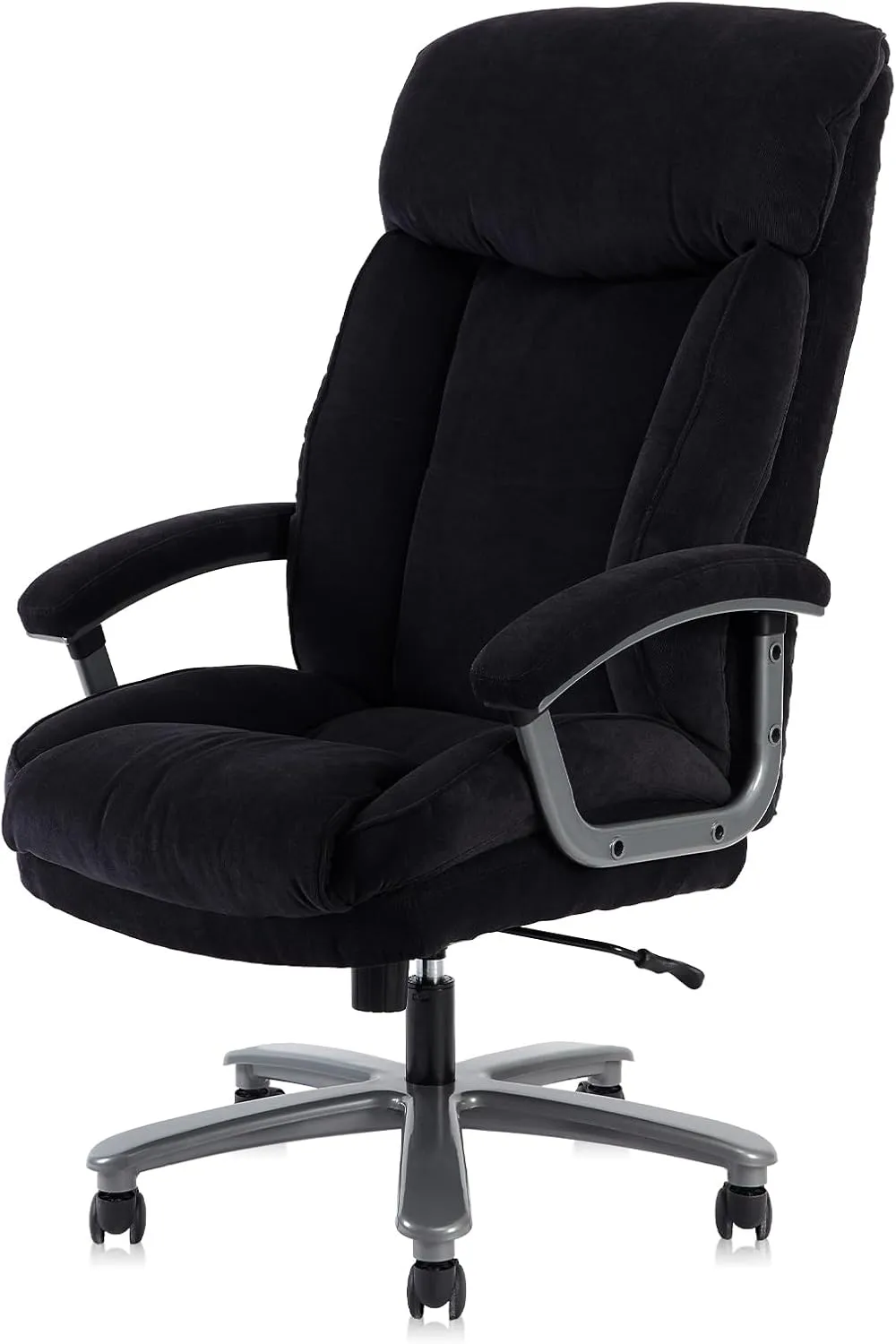 CLATINA Ergonomic Big and Tall Executive Office Chair with Upholstered Swivel 400lbs High Capacity Adjustable Height Thick Padding Headrest and Armrest for Home Office Black