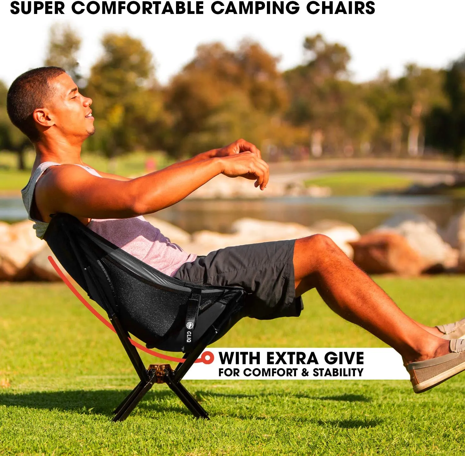 CLIQ Camping Chair - Most Funded Portable Chair in Crowdfunding History. | Bottle Sized Compact Outdoor Chair | Sets up in 5 Seconds | Supports 300Lbs | Aircraft Grade Aluminum