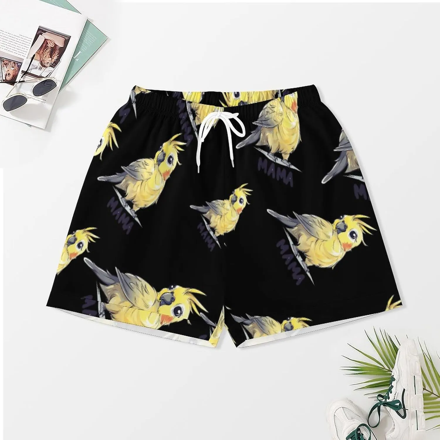 Cockatiels Mom Women's Satin Pajama Set Short Sleeve Button Down Sleepwear Loungewear Pj Set