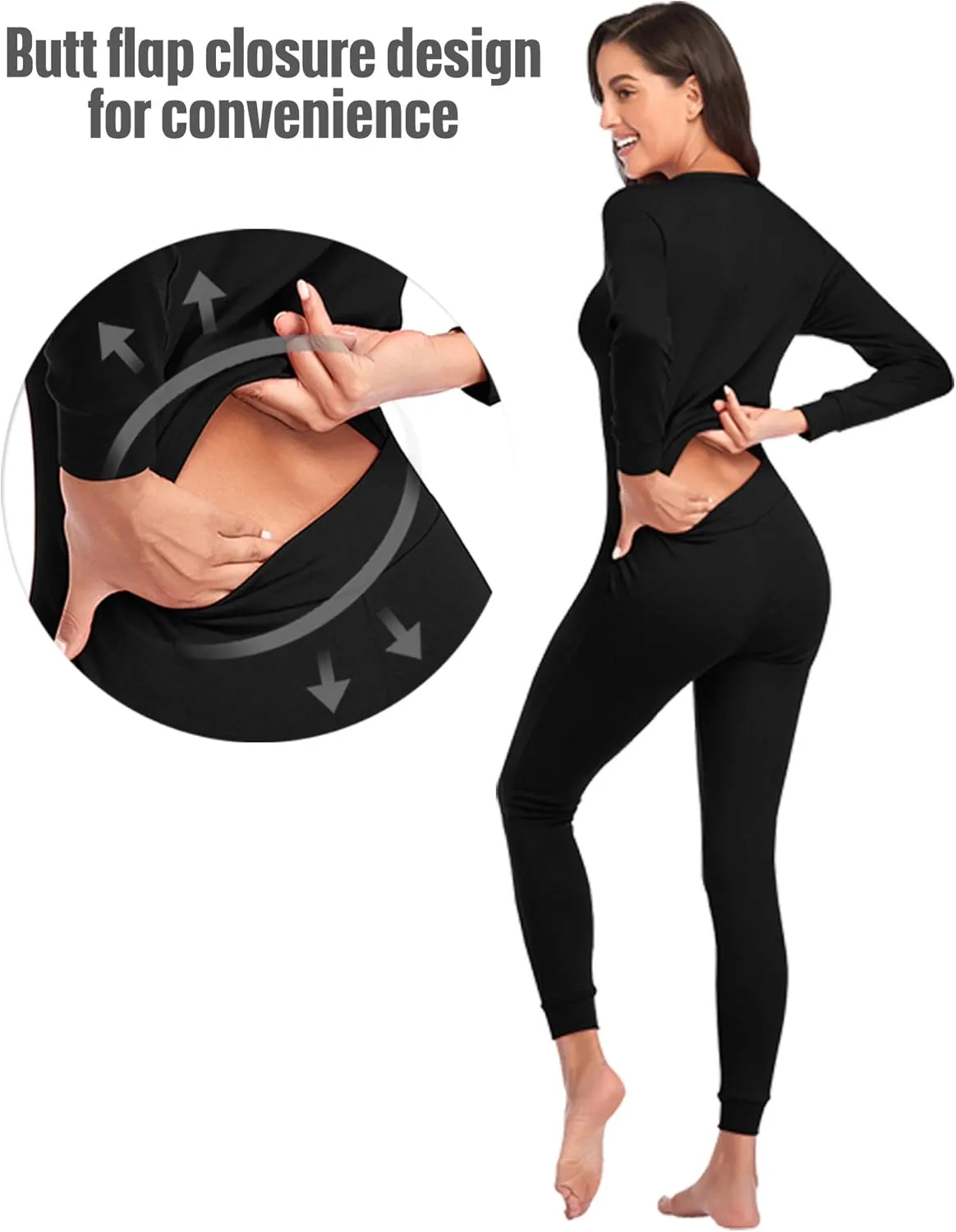 COLORFULLEAF Womens Cotton Onesies Pajamas One Piece Thermal Underwear Union Suits Henley for Ladies Jumpsuit Sleepwear