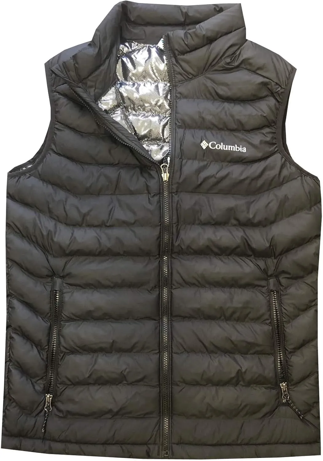 Columbia Mens White Out Omni-Heat Puffer Vest, Black, Large