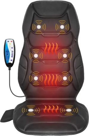 COMFIER Massage Seat Cushion, Back Massager with 8 Massage Nodes & 5 Modes, Adjustable Chair Massage Pad with Heat for Home Office, Heated Chair Pad,Gifts for Men,Women