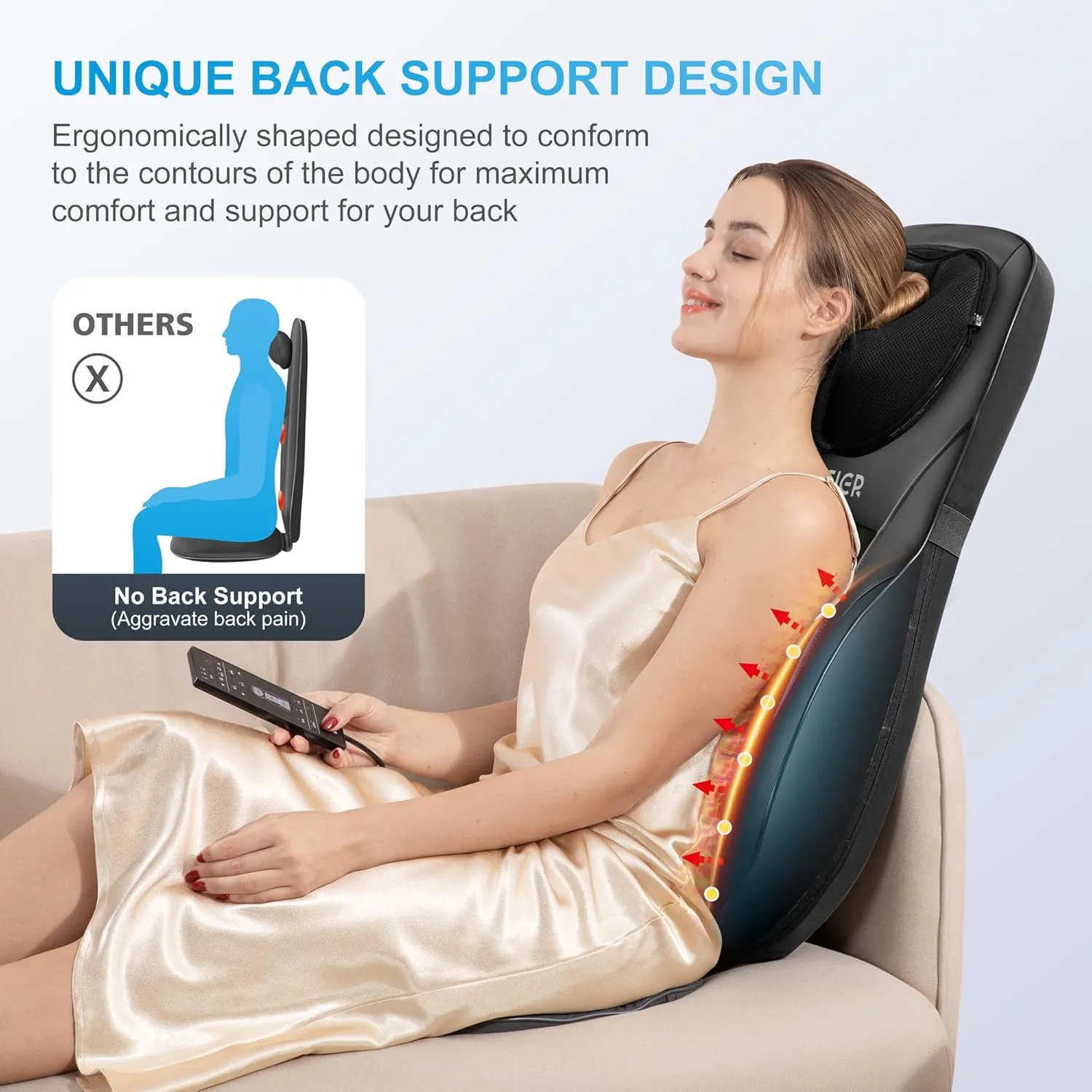 COMFIER Shiatsu Neck Back Massager with Heat, Adjustable Massage Chair Pad Back Support Massage Seat Cushion for Full Body Massager Gifts for Dad