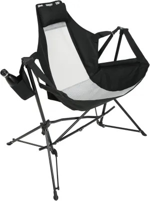 Comfortable and Adjustable Folding Hammock Camping Chair with Cup Holder and Pillow for Outdoor Relaxation, Portable Black