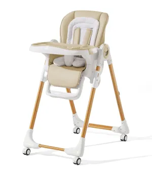 Convertible High Chairs for Babies and Toddlers, Height Adjustable Baby High Chair, High Chair with Removable Tray, Adjustable Backrest and Pedal, Portable Baby Dinning Chair with Lockable Wheels