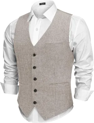 COOFANDY Men Casual Suit Vest Formal Dress Vest Slim Fit Waistcoat Business Wedding