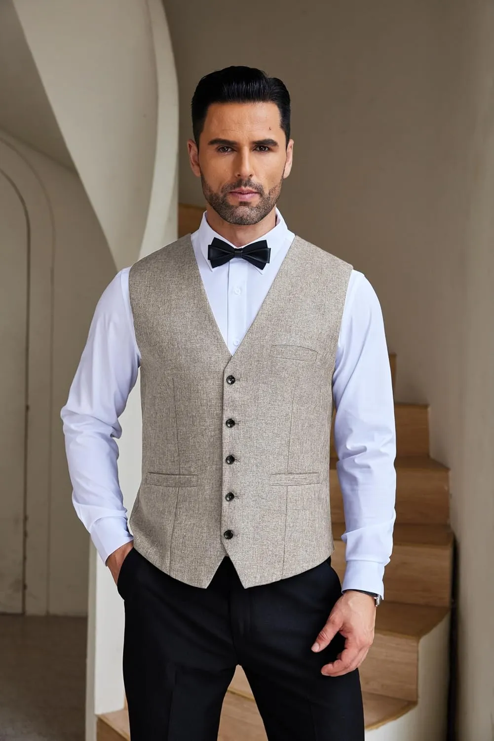 COOFANDY Men Casual Suit Vest Formal Dress Vest Slim Fit Waistcoat Business Wedding