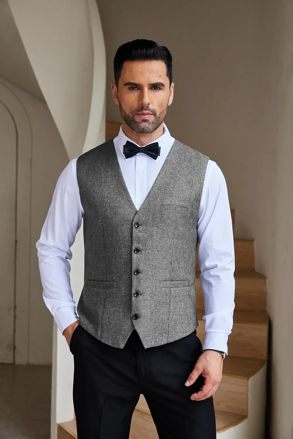 COOFANDY Men Casual Suit Vest Formal Dress Vest Slim Fit Waistcoat Business Wedding