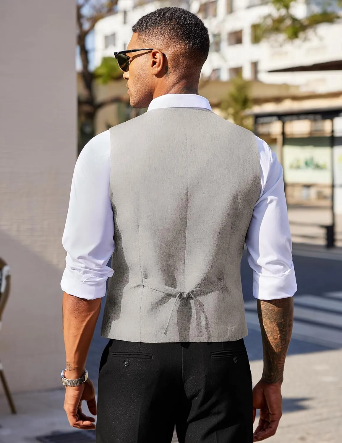 COOFANDY Men's Double Breasted Suit Vest Lightweight Waistcoat Slim Fit Dress Vest