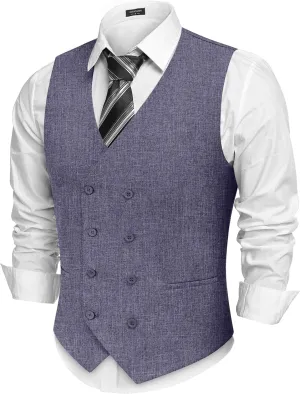 COOFANDY Men's Double Breasted Suit Vest Lightweight Waistcoat Slim Fit Dress Vest