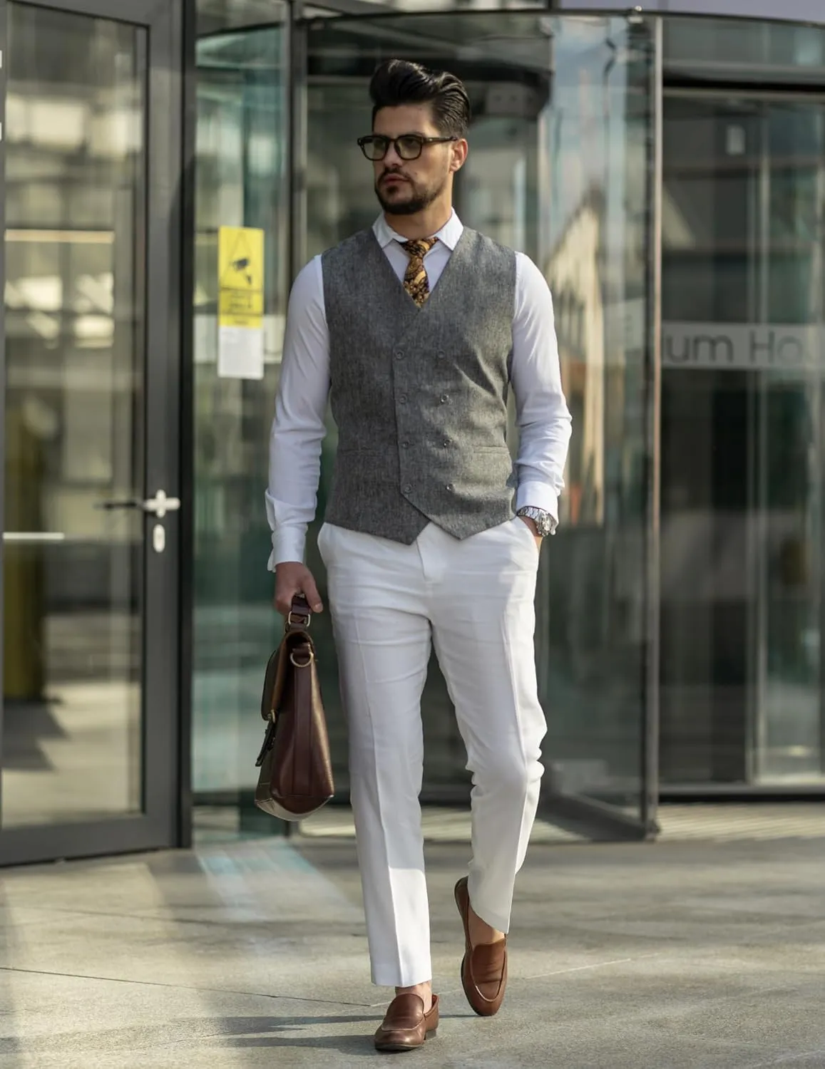 COOFANDY Men's Double Breasted Suit Vest Lightweight Waistcoat Slim Fit Dress Vest