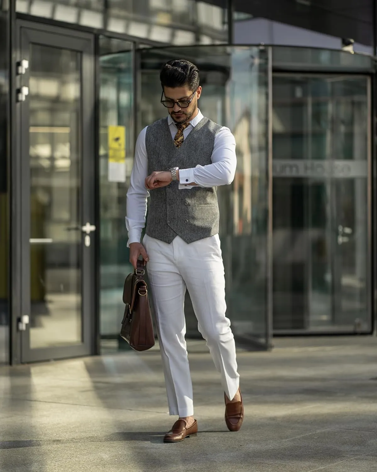 COOFANDY Men's Double Breasted Suit Vest Lightweight Waistcoat Slim Fit Dress Vest