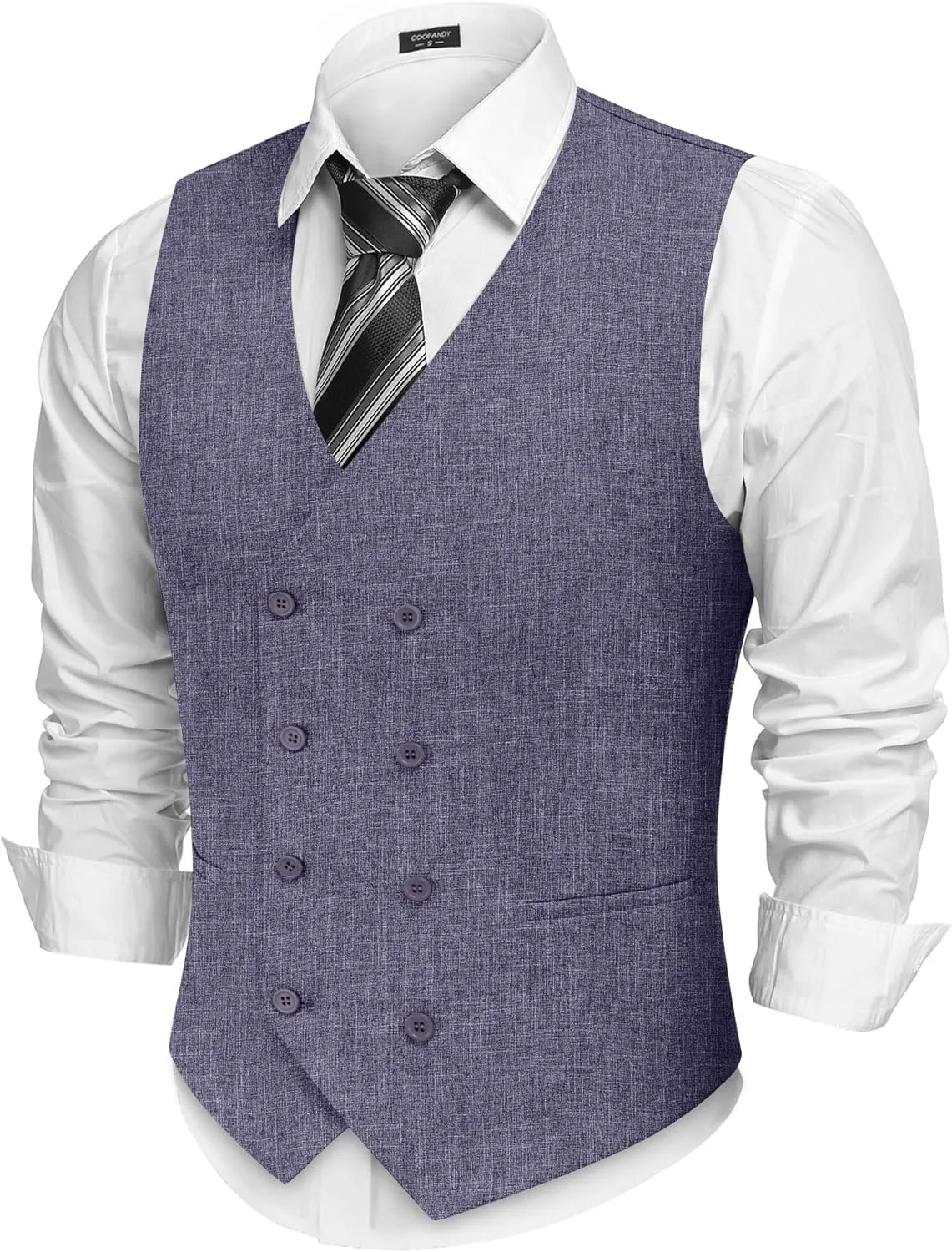 COOFANDY Men's Double Breasted Suit Vest Lightweight Waistcoat Slim Fit Dress Vest