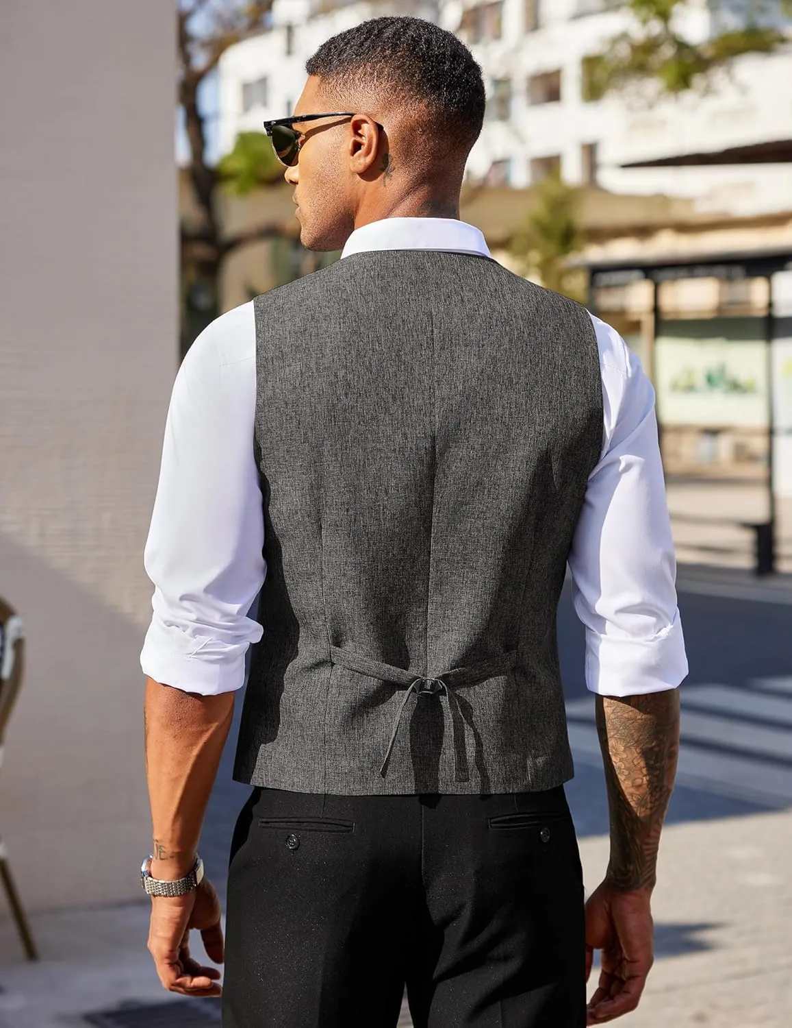 COOFANDY Men's Double Breasted Suit Vest Lightweight Waistcoat Slim Fit Dress Vest