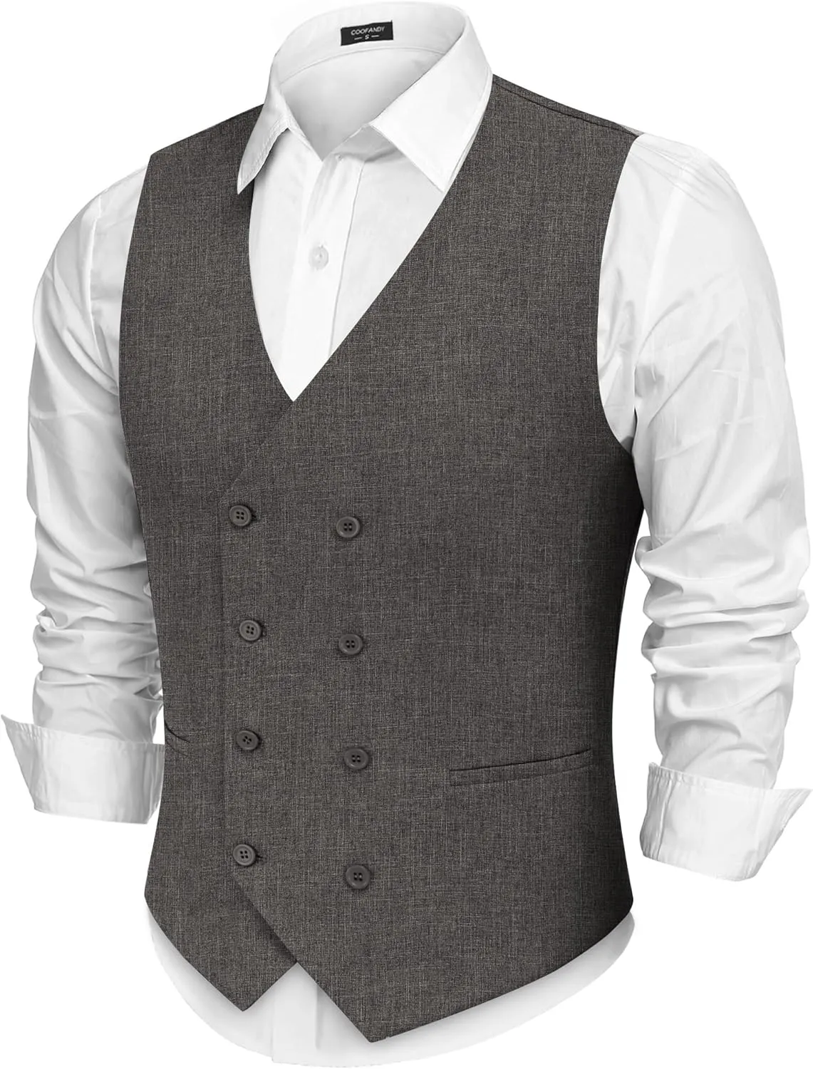 COOFANDY Men's Double Breasted Suit Vest Lightweight Waistcoat Slim Fit Dress Vest