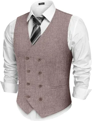 COOFANDY Men's Double Breasted Suit Vest Lightweight Waistcoat Slim Fit Dress Vest