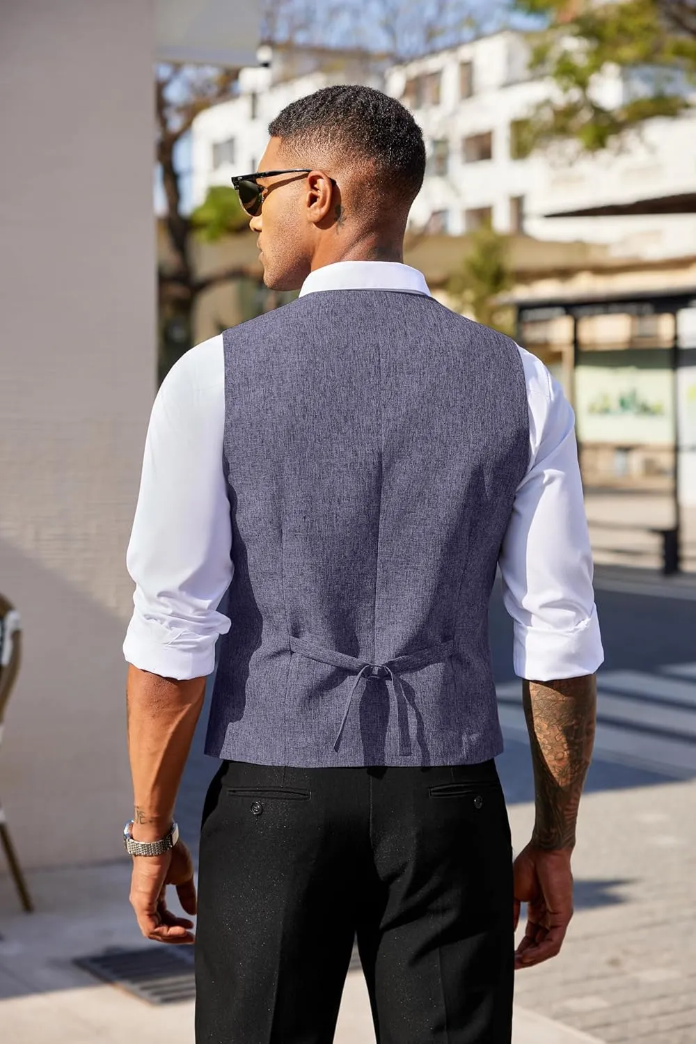 COOFANDY Men's Double Breasted Suit Vest Lightweight Waistcoat Slim Fit Dress Vest