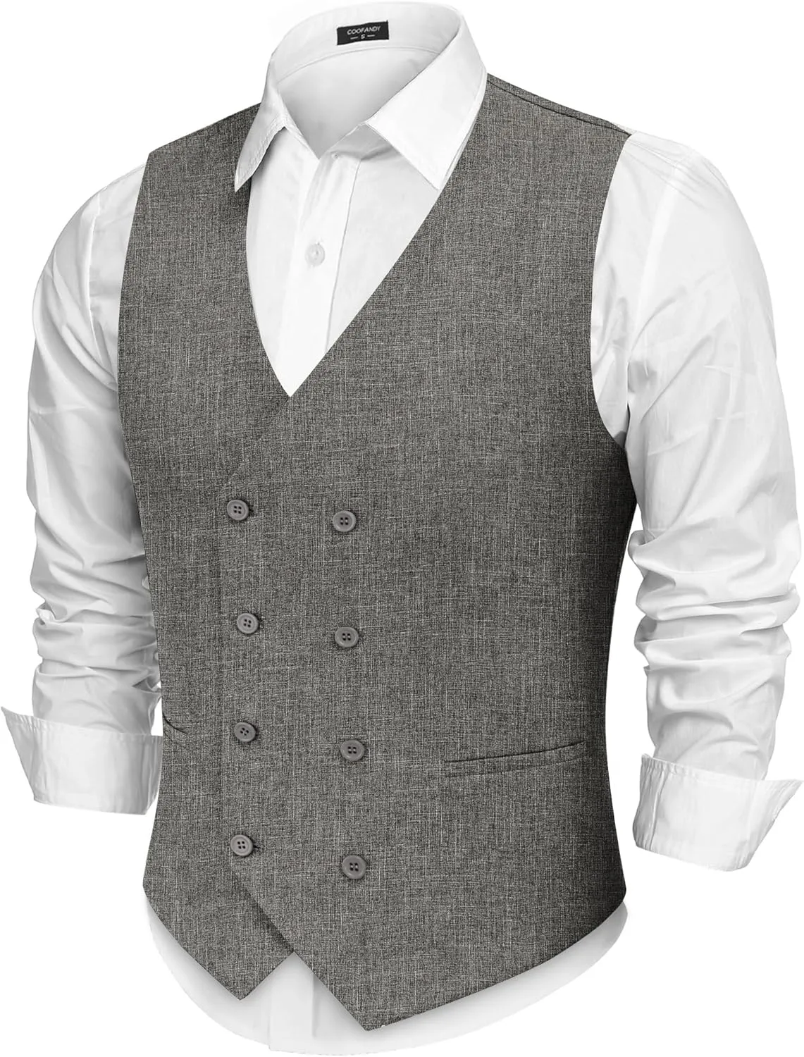 COOFANDY Men's Double Breasted Suit Vest Lightweight Waistcoat Slim Fit Dress Vest