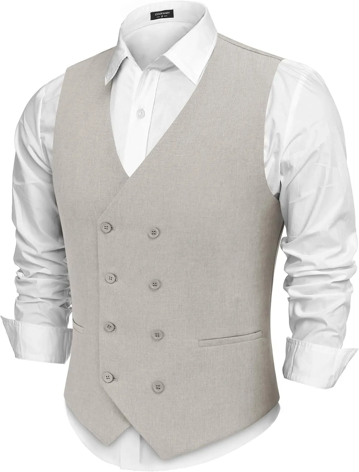 COOFANDY Men's Double Breasted Suit Vest Lightweight Waistcoat Slim Fit Dress Vest