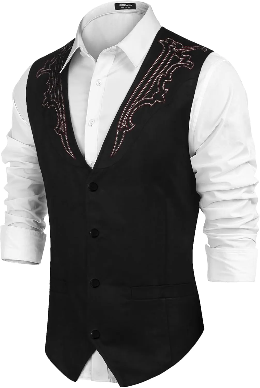 COOFANDY Men's Suede Leather Vest Cowboy Western Waistcoat Casual Slim Fit Suit Vest