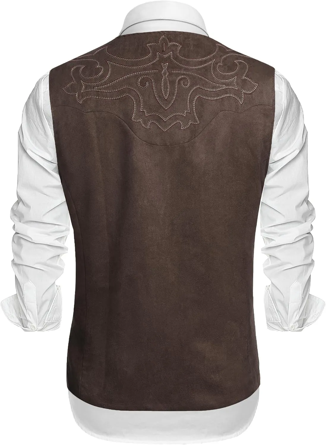 COOFANDY Men's Suede Leather Vest Cowboy Western Waistcoat Casual Slim Fit Suit Vest