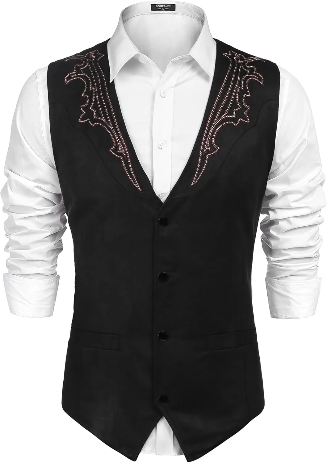 COOFANDY Men's Suede Leather Vest Cowboy Western Waistcoat Casual Slim Fit Suit Vest