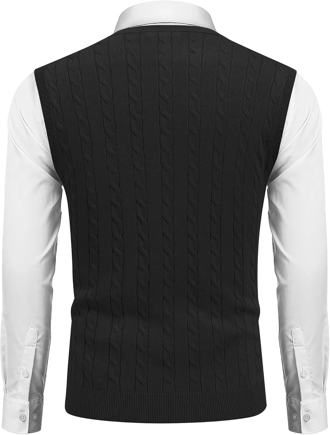 COOFANDY Men's Sweater Vest V Neck Slim Fit Cable Knitted Sleeveless Pullover Sweater