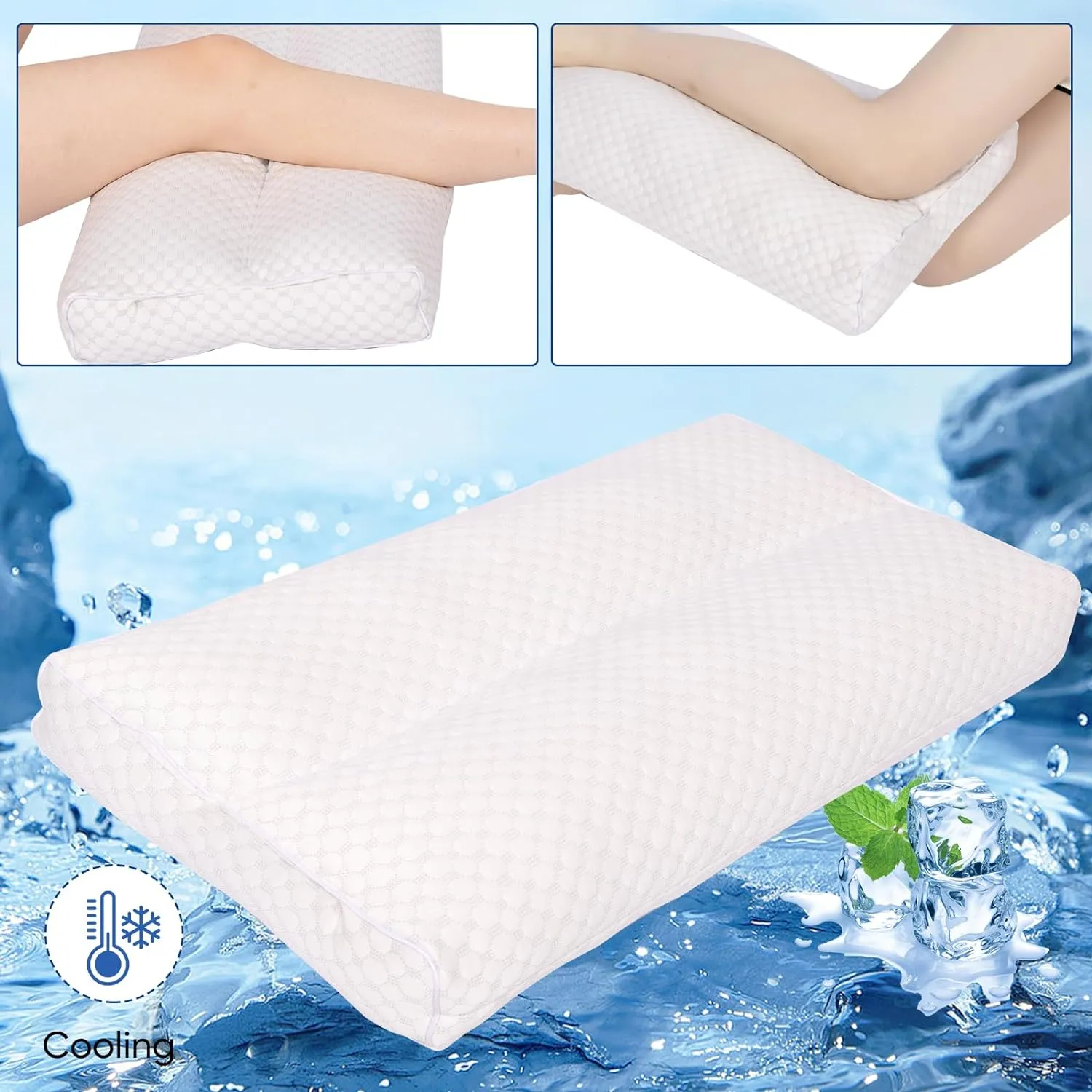 Cooling Knee Pillow for Side Sleeper, 6"Leg Pillow for Side Sleeping, 100% Cooling Fabric Pillow for Between Knees While Sleeping - High Support Alternative for Relieving Leg, Back, and Knee Pain