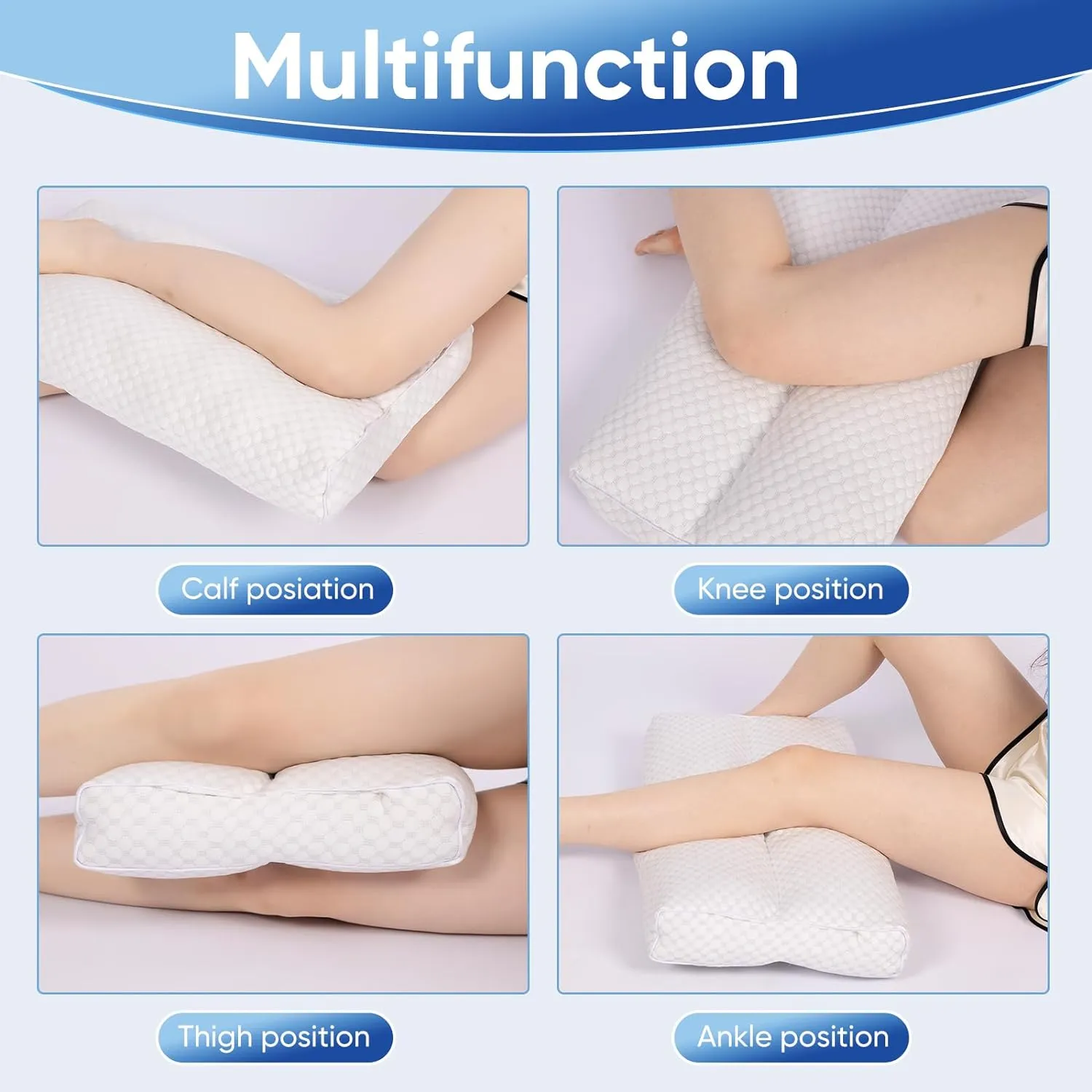 Cooling Knee Pillow for Side Sleeper, 6"Leg Pillow for Side Sleeping, 100% Cooling Fabric Pillow for Between Knees While Sleeping - High Support Alternative for Relieving Leg, Back, and Knee Pain