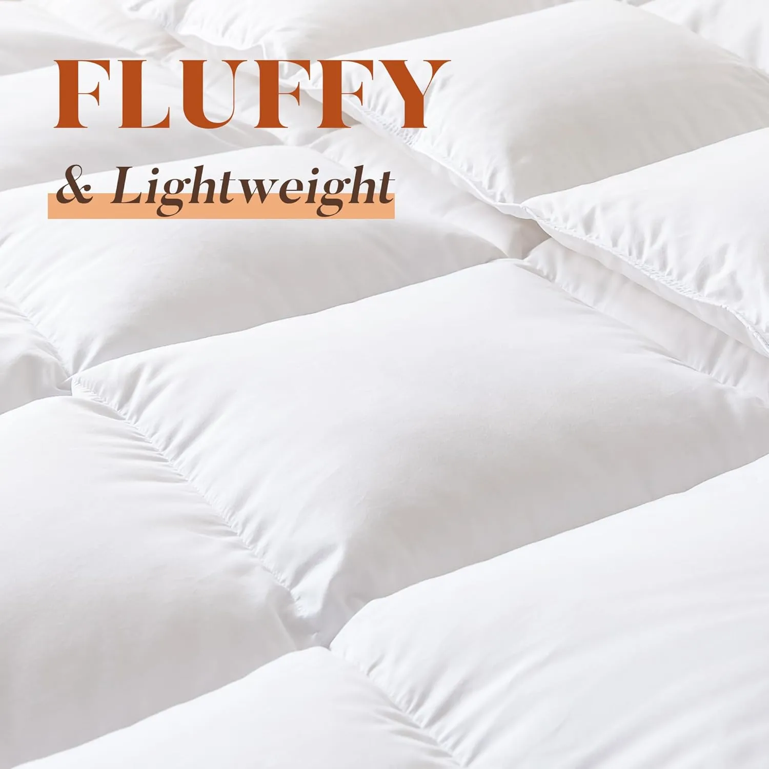 Cosybay Oversized Queen Size Feather Down Fiber Comforter Ultra Fluffy Duvet Insert, All Season White Cotton Cover Luxury Hotel Bed Comforter with Corner Tabs, 98x98 Inch