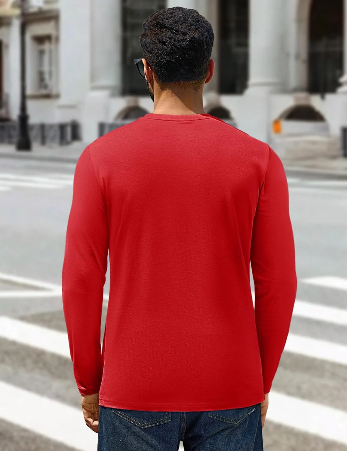Cotrasen Mens Long Sleeve Tee Shirts Cotton Crew Neck Moisture Wicking Soft Casual Basic T-Shirts
