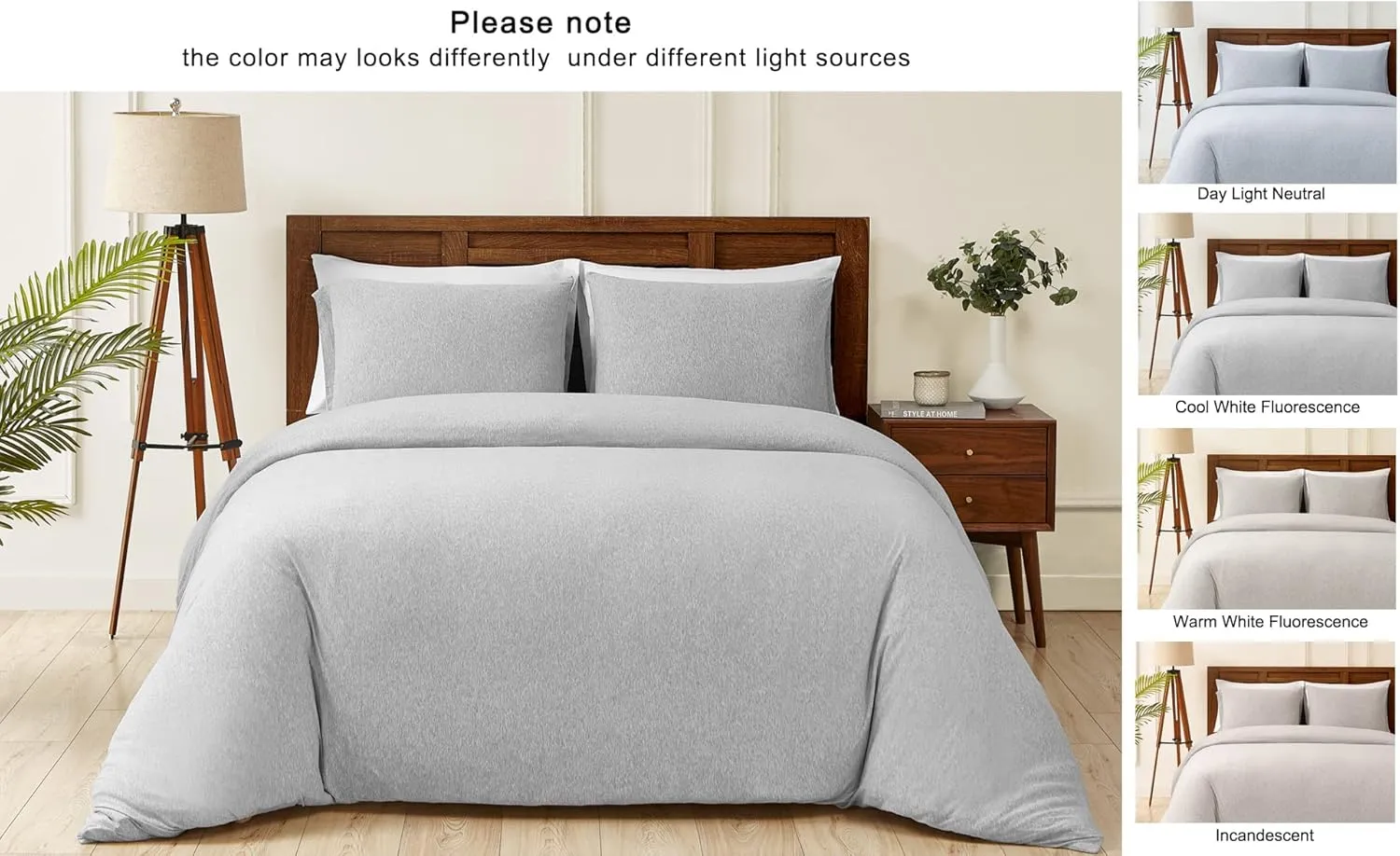 Cotton Jersey Knit Duvet Cover Set, Twin Size/Twin XL,Super Soft Like T-Shirt, Comfy Design, Zipper Closure, Light Grey (1 Comforter Cover   1 Pillow case)
