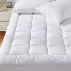 CozyLux King Size Mattress Pad Pillow Top Cotton Cooling Mattress Topper 8-21" Deep Pocket Mattress Cover Quilted Fitted Cooling 450GSM Mattress Protector (78x80 inch,White)