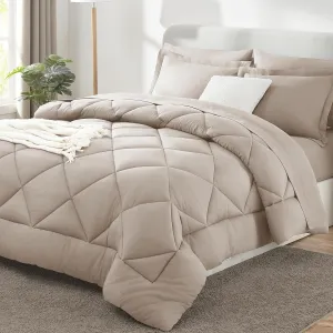 CozyLux Queen Comforter Set with Sheets 7 Pieces Bed in a Bag Linen All Season Bedding Sets with Comforter, Pillow Shams, Flat Sheet, Fitted Sheet and Pillowcases