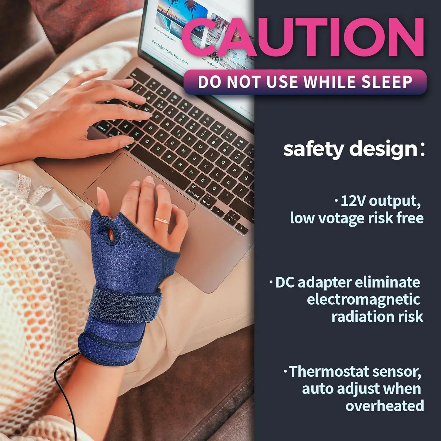 CREATRILL Thumb & Wrist Brace for Carpal Tunnel Relief, Electric Hand Heating Pad for CMC Joint Thumb Arthritis, Tendonitis, Wrist Support