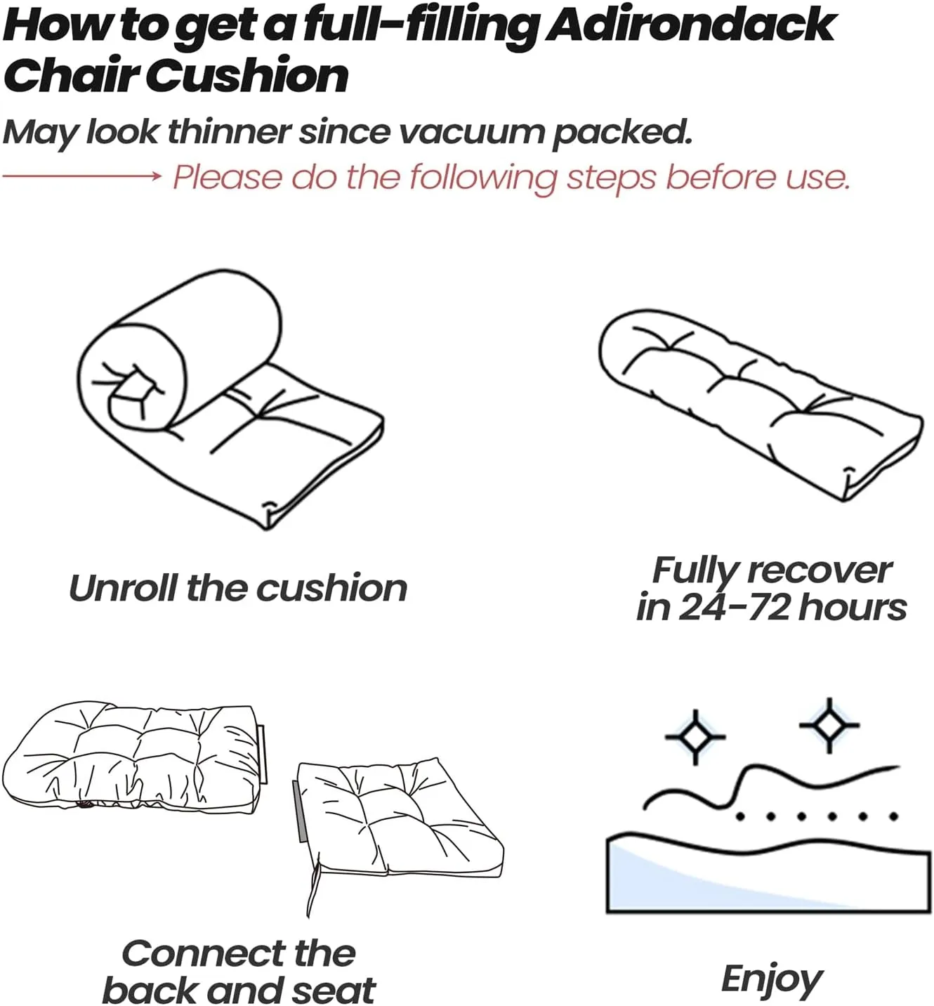 Crestlive Products Adirondack Chair Cushion, Rocking Chair Cushions High Back Set of 2, Thickened Patio Chair Pad for Indoor&Outdoor, Water Resistant Cushions for Adirondack Chair, 50x20x4 Inch, Navy