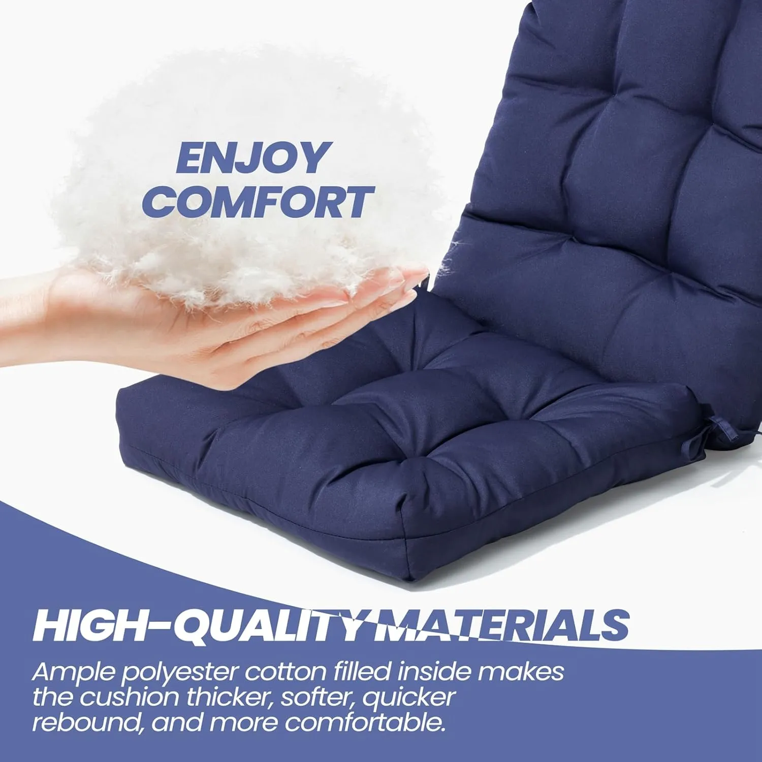 Crestlive Products Adirondack Chair Cushion, Rocking Chair Cushions High Back Set of 2, Thickened Patio Chair Pad for Indoor&Outdoor, Water Resistant Cushions for Adirondack Chair, 50x20x4 Inch, Navy