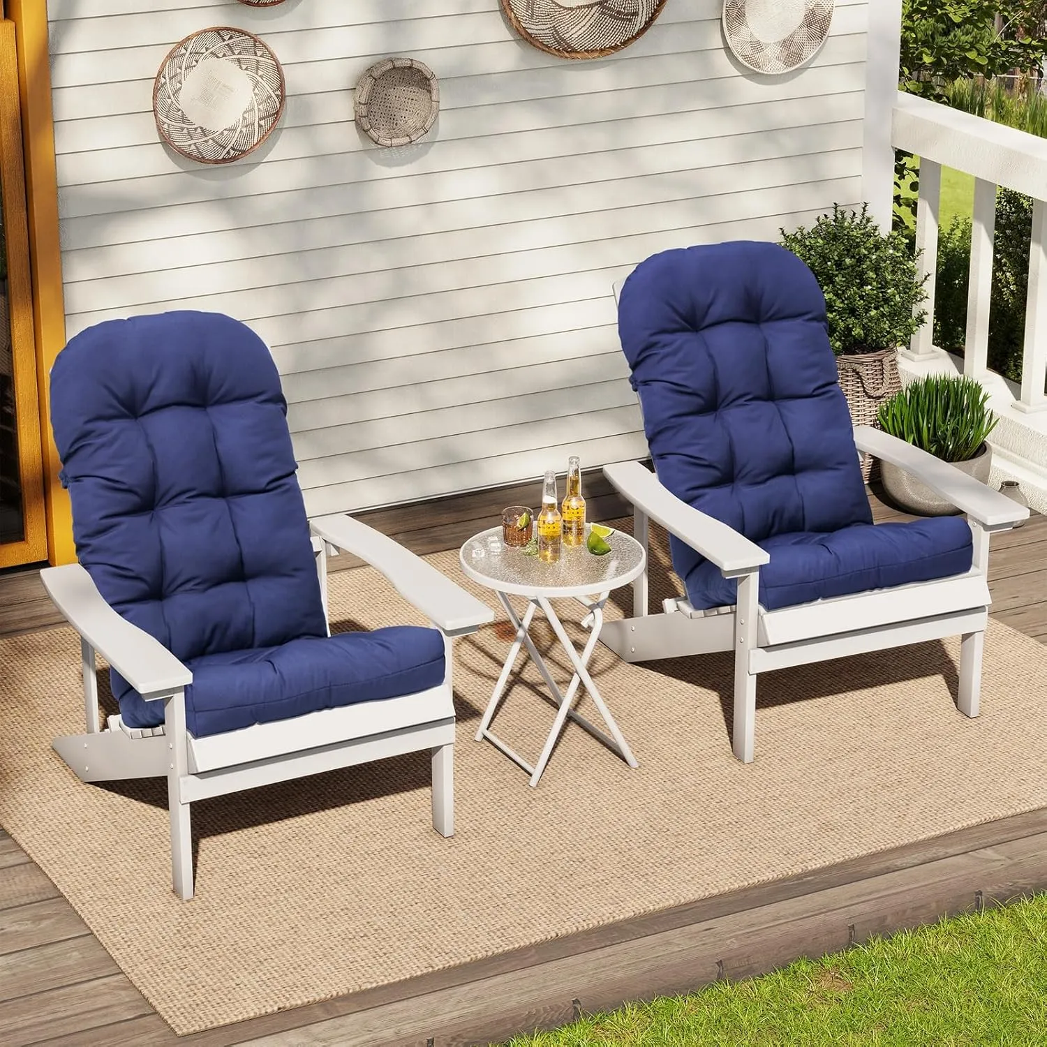 Crestlive Products Adirondack Chair Cushion, Rocking Chair Cushions High Back Set of 2, Thickened Patio Chair Pad for Indoor&Outdoor, Water Resistant Cushions for Adirondack Chair, 50x20x4 Inch, Navy