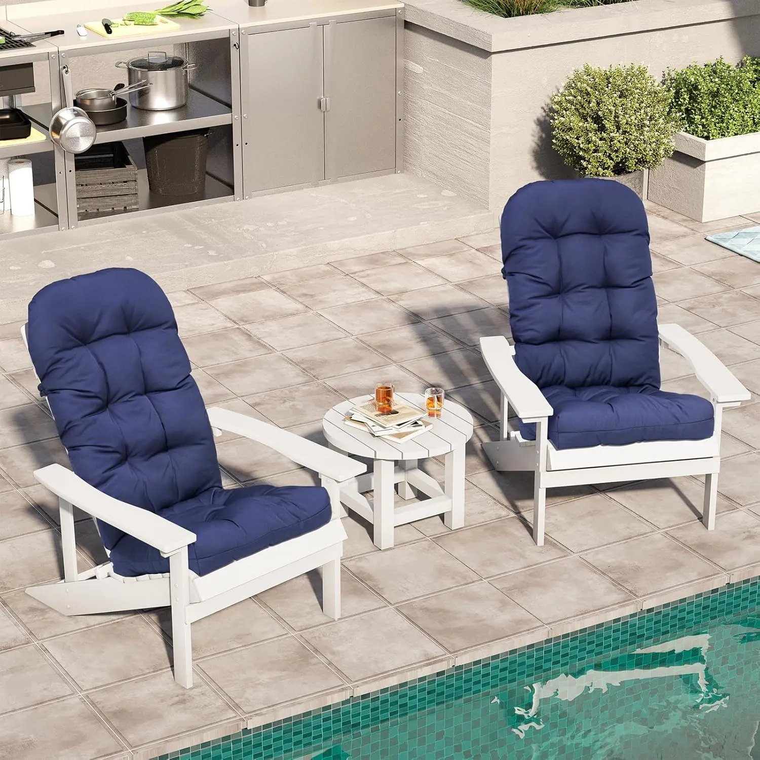 Crestlive Products Adirondack Chair Cushion, Rocking Chair Cushions High Back Set of 2, Thickened Patio Chair Pad for Indoor&Outdoor, Water Resistant Cushions for Adirondack Chair, 50x20x4 Inch, Navy