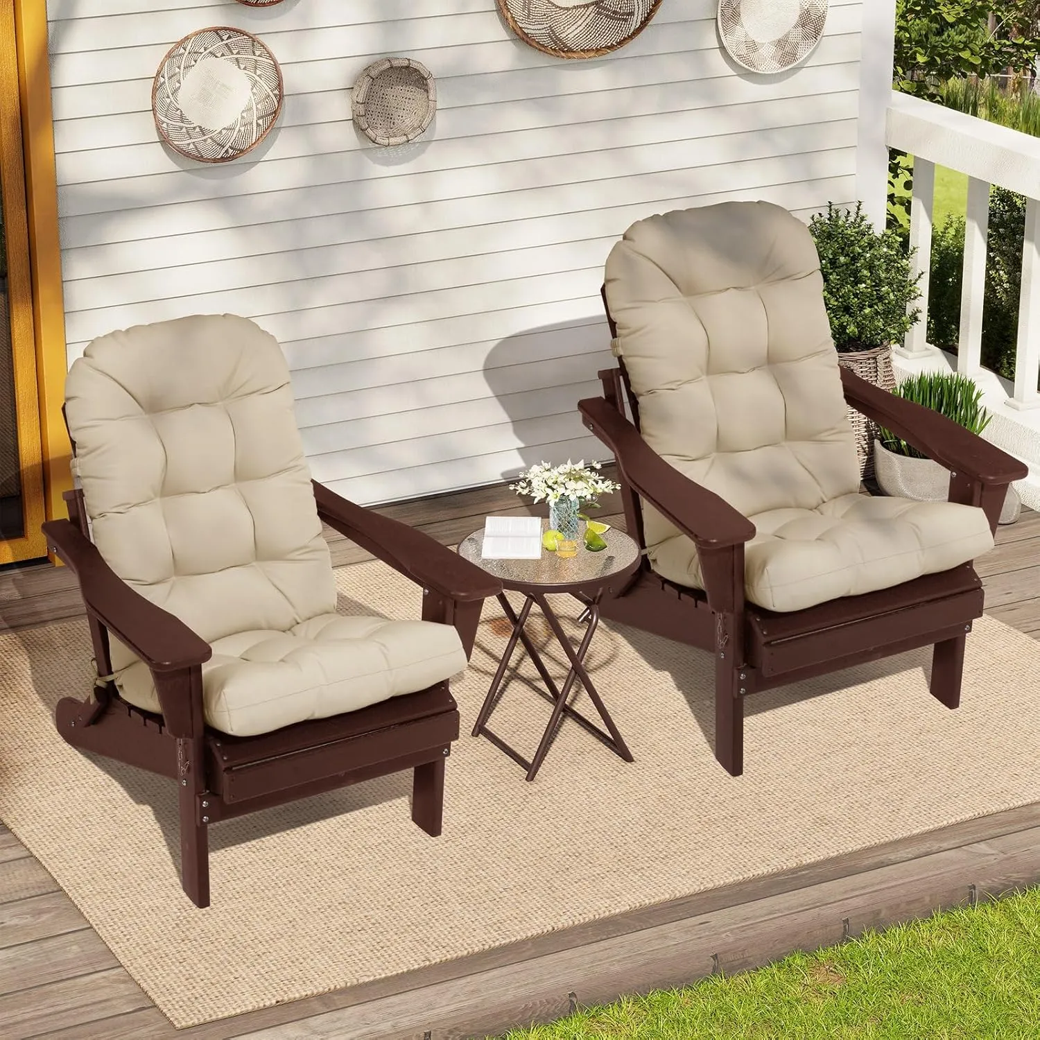 Crestlive Products Sunbrella Adirondack Chair Cushion Outdoor Chair Cushion Waterproof Fade Resistant 50x20x4 Inch High Back Thick Patio Replacement Cushion Antique Beige