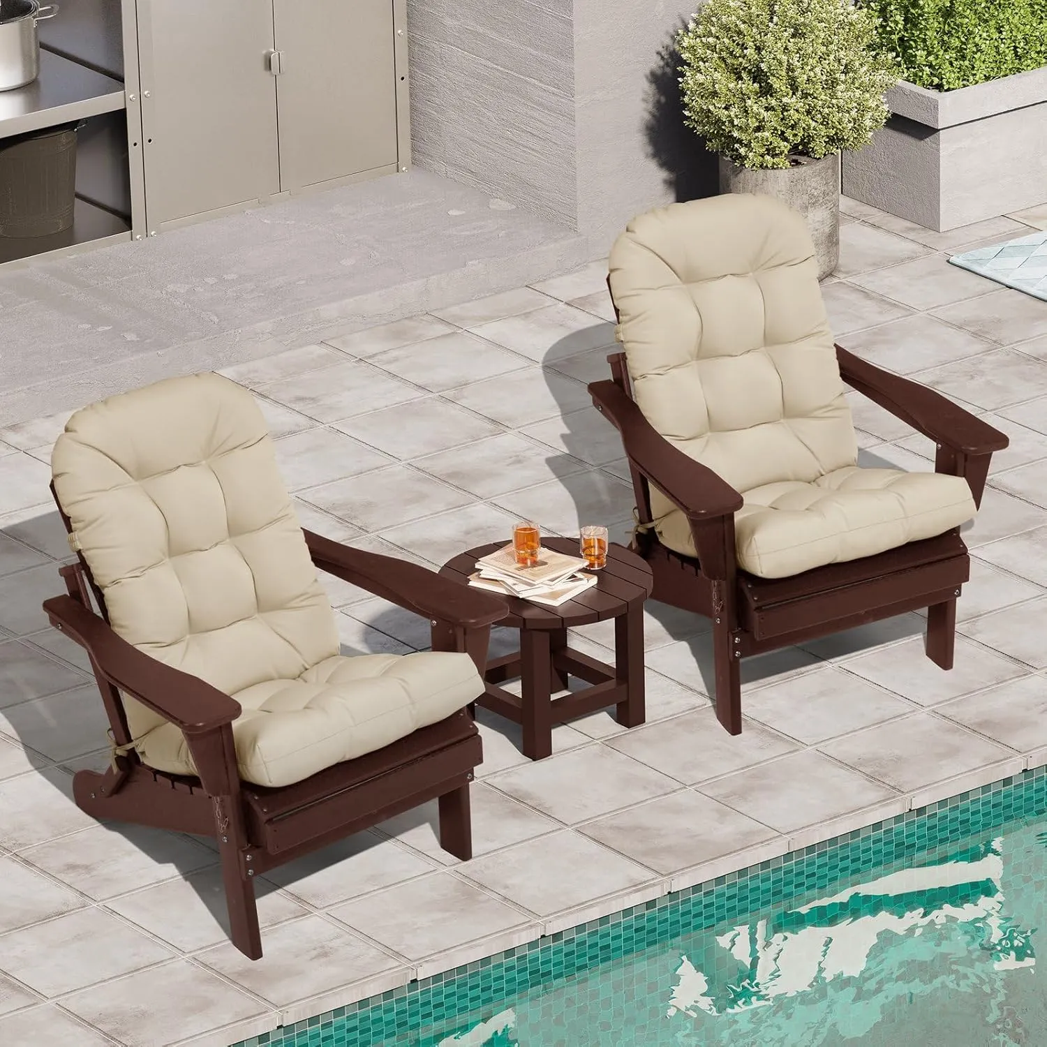 Crestlive Products Sunbrella Adirondack Chair Cushion Outdoor Chair Cushion Waterproof Fade Resistant 50x20x4 Inch High Back Thick Patio Replacement Cushion Antique Beige