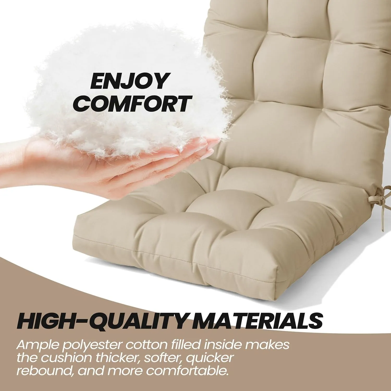 Crestlive Products Sunbrella Adirondack Chair Cushion Outdoor Chair Cushion Waterproof Fade Resistant 50x20x4 Inch High Back Thick Patio Replacement Cushion Antique Beige