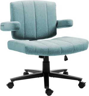 Criss Cross Wheeled Chair - Adaptable Comfort for Every Need, High-Backed, with Adjustable Wide Armrests, Anti-Skid Fabric Upholstery, and a Sleek Modern Aesthetic for Home Office Use