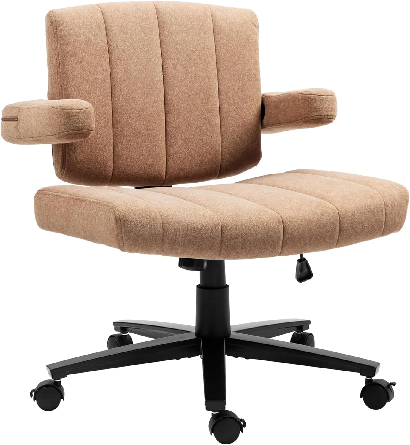 Criss Cross Wheeled Chair - Adaptable Comfort for Every Need, High-Backed, with Adjustable Wide Armrests, Anti-Skid Fabric Upholstery, and a Sleek Modern Aesthetic for Home Office Use