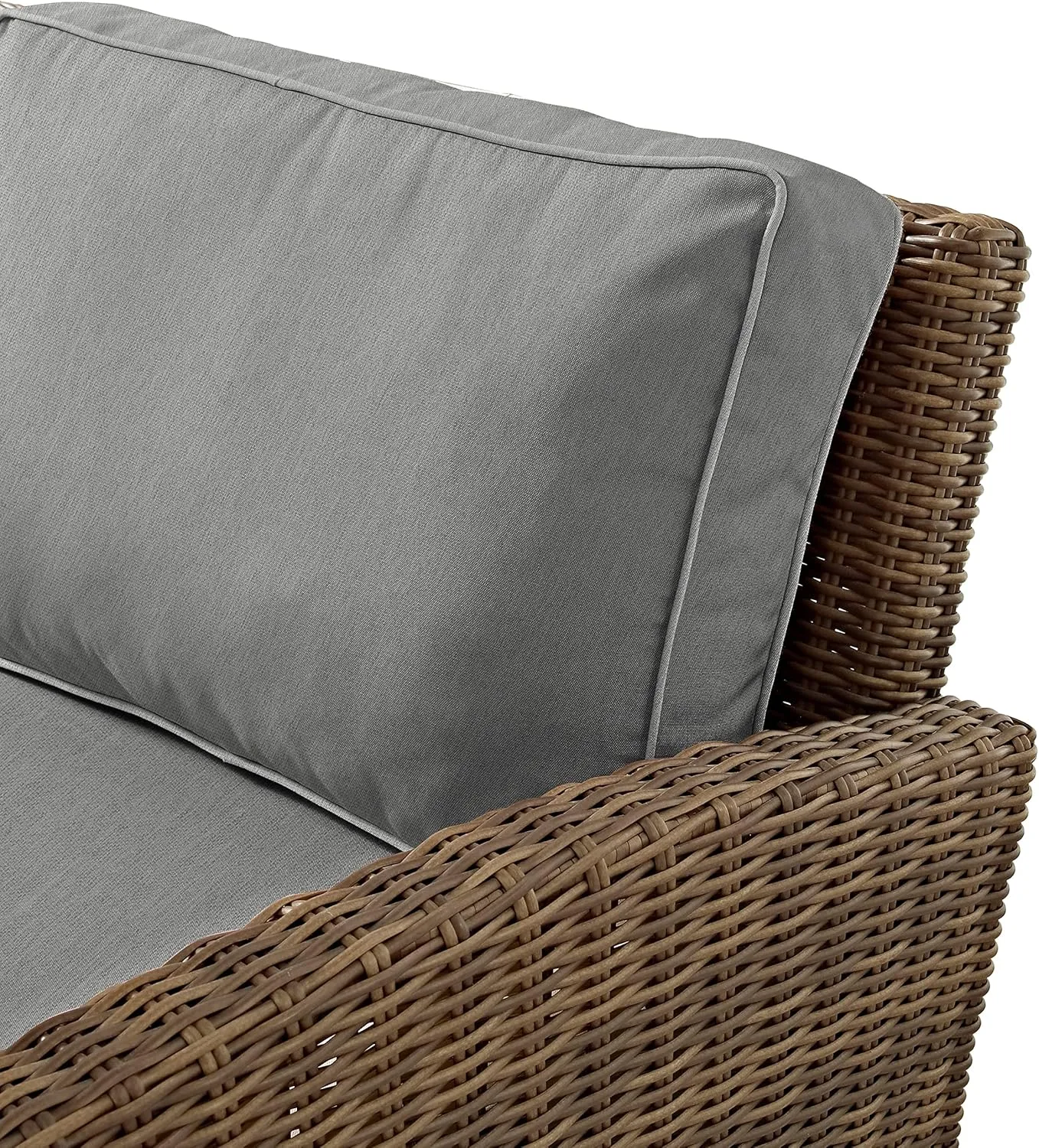 Crosley Furniture Bradenton 2-Piece Outdoor Chair Set, Wicker Patio Chairs for Conversation, Porch, Deck, Brown with Gray Cushions