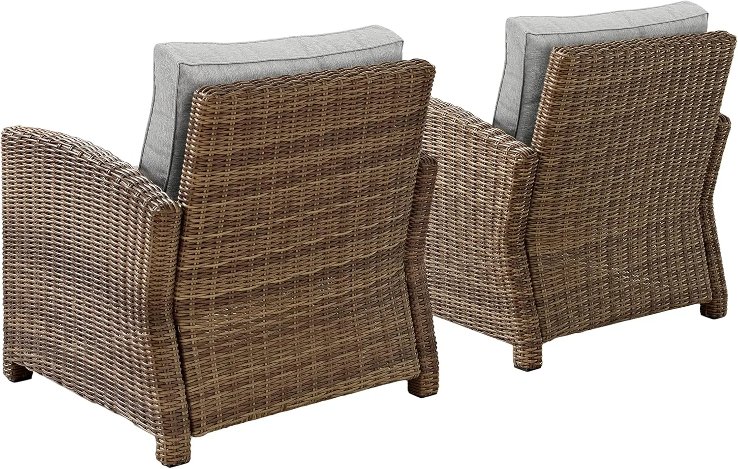 Crosley Furniture Bradenton 2-Piece Outdoor Chair Set, Wicker Patio Chairs for Conversation, Porch, Deck, Brown with Gray Cushions