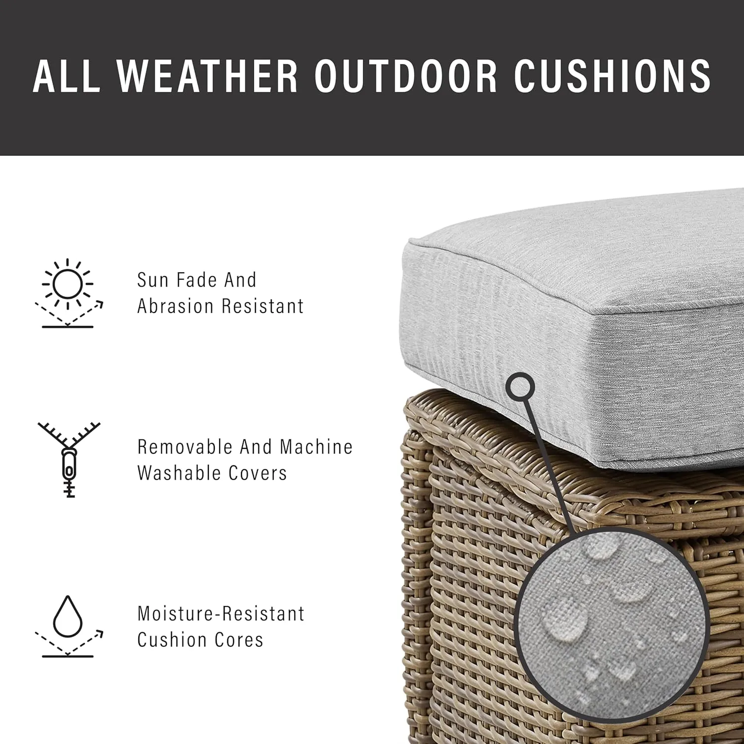 Crosley Furniture Bradenton 2-Piece Outdoor Chair Set, Wicker Patio Chairs for Conversation, Porch, Deck, Brown with Gray Cushions