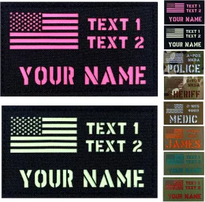 Custom 2x3.5 inch Reflective US USA American Flag Patch Tactical Vest Patch Hook-Fastener Backing (Black)