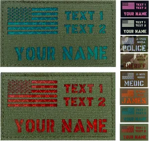 Custom 2x3.5 inch Reflective US USA American Flag Patch Tactical Vest Patch Hook-Fastener Backing (OD Green)